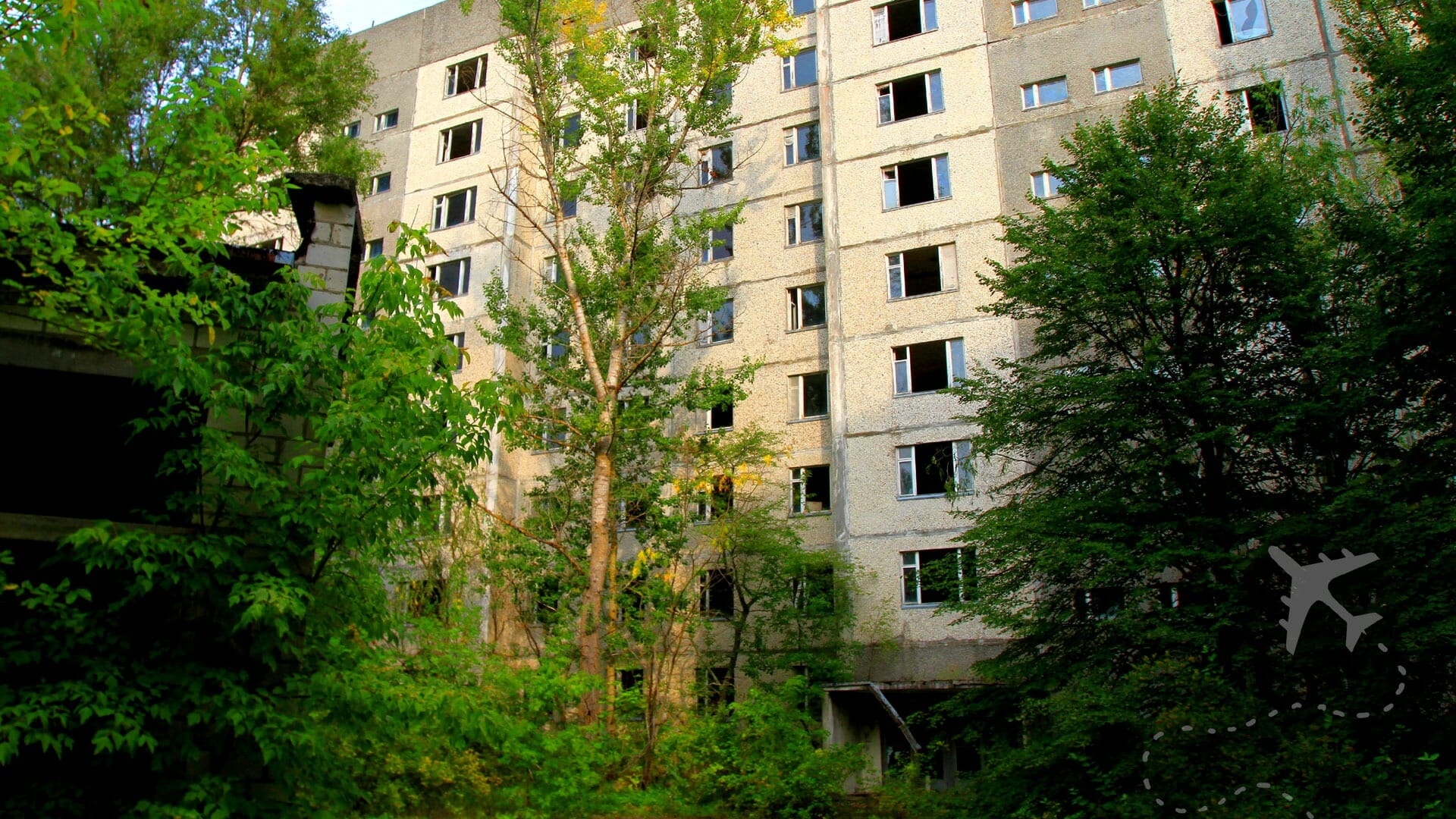 Apartment block in Pripyat, near the Chernobyl Power Plant