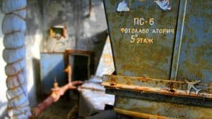 Inside an abandoned building in Chernobyl