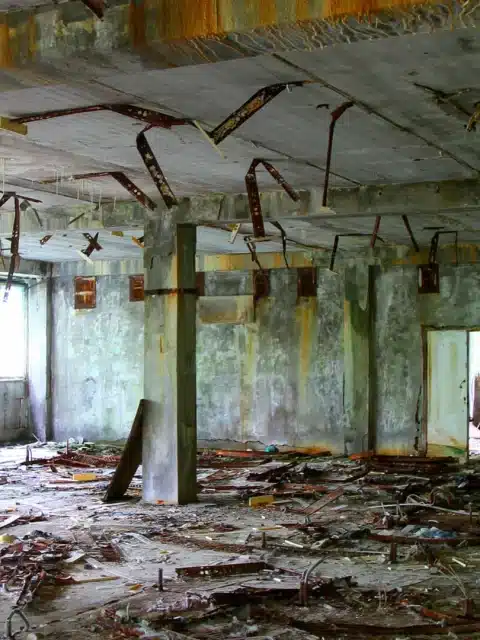 Inside an abandoned building in Chernobyl