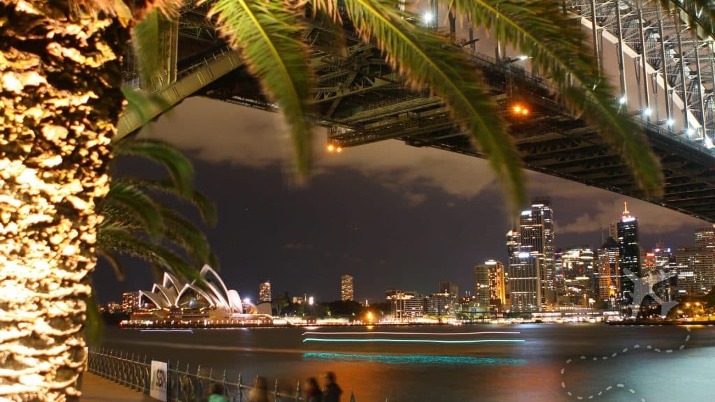 View of the Opera House from under the Harbour Bridge