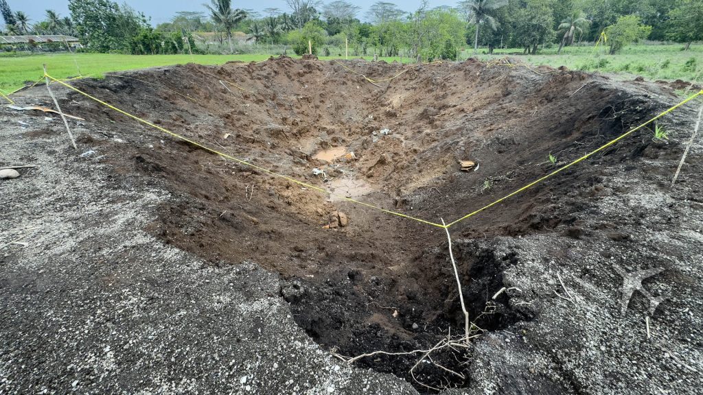 Lewotobi eruption impact crater from the November 2024 eruption.