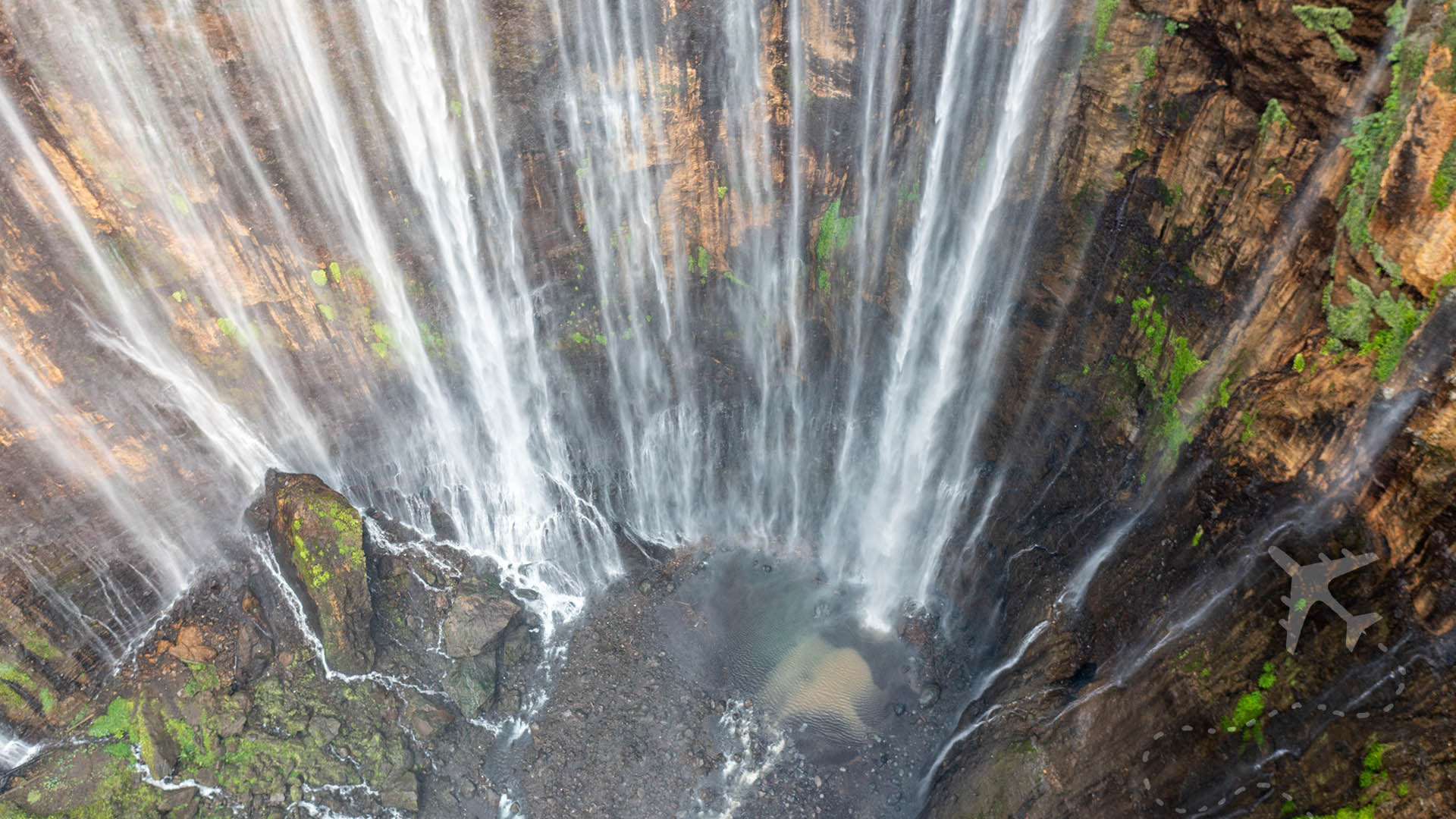 Aerial view of Tumpak Sewu waterfall